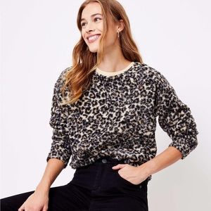 🆕 LOFT Leopard Print Cozy Sherpa Sweatshirt